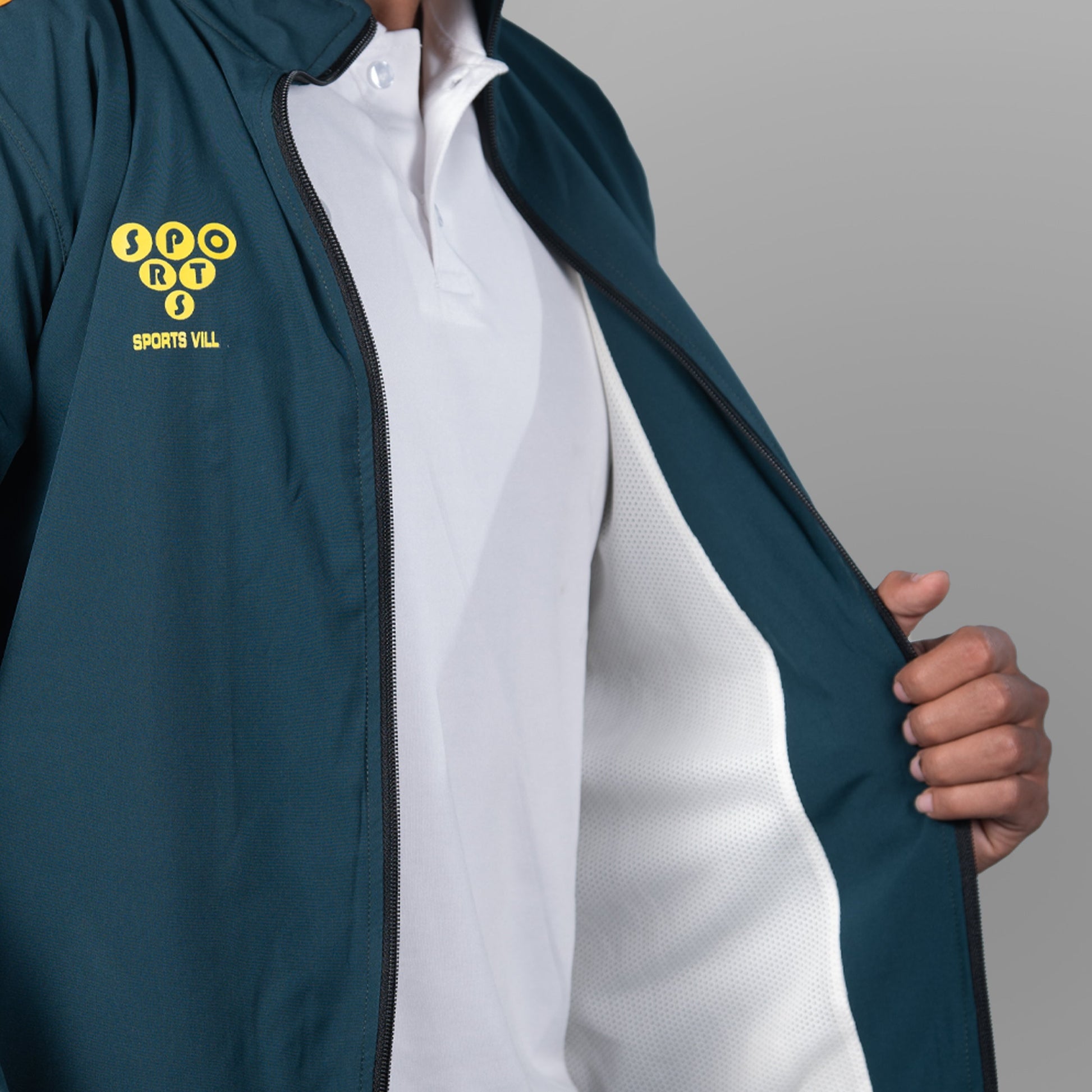 Windcheater Jacket for Men - Striped Midnight Green - SPORTS VILLA