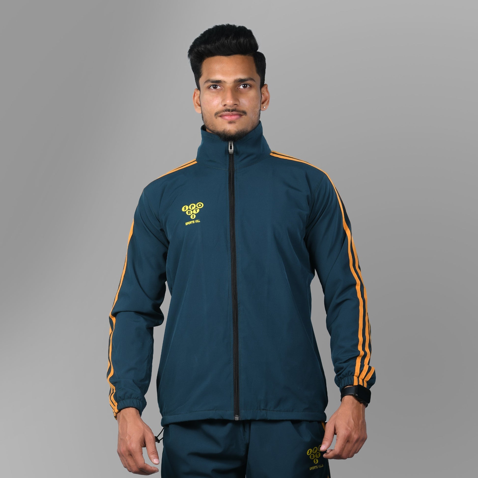 Windcheater Jacket for Men - Striped Midnight Green - SPORTS VILLA