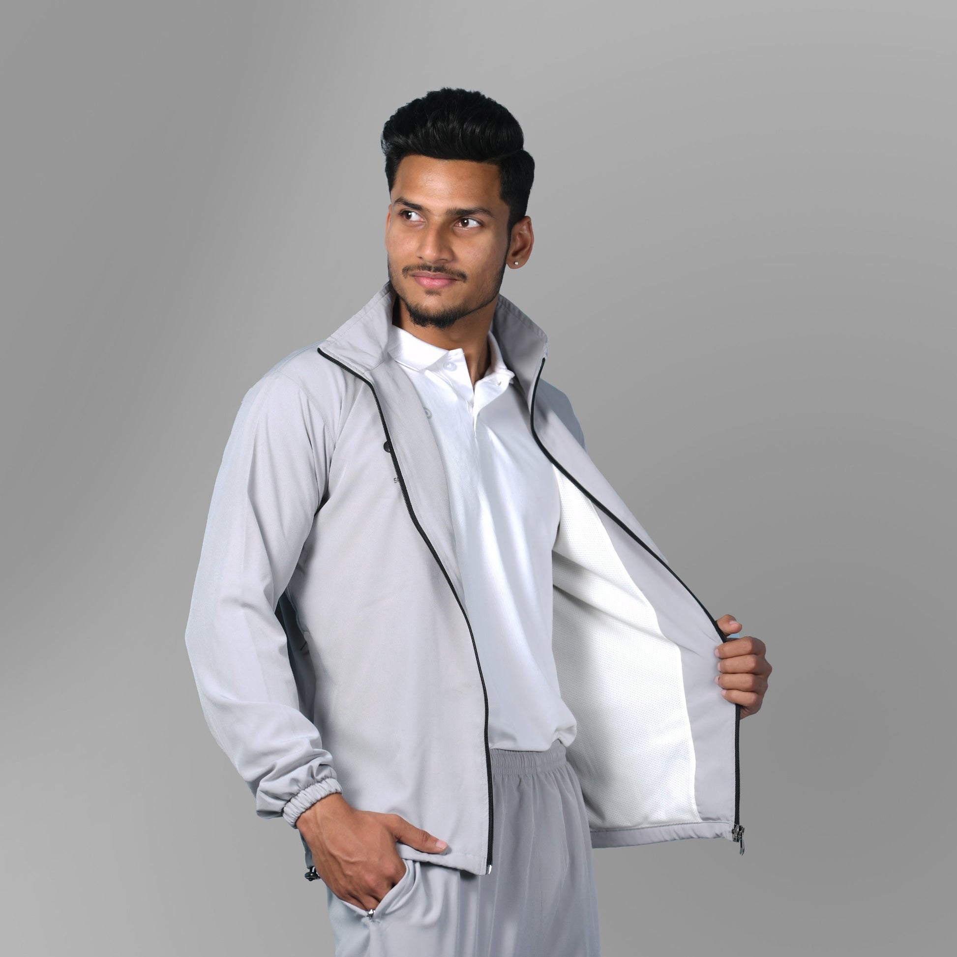 Windcheater Jacket for Men - Light Grey - SPORTS VILLA