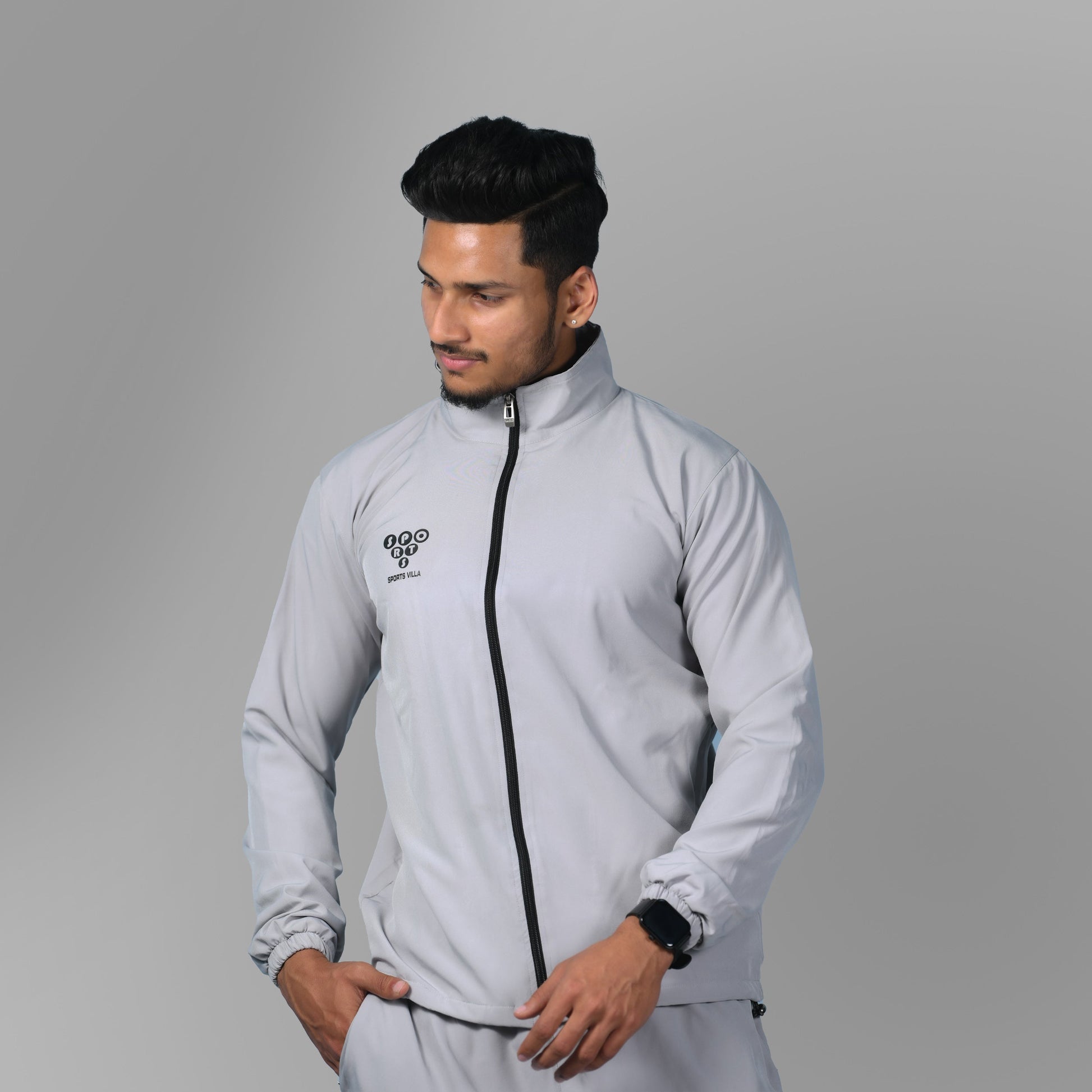 Windcheater Jacket for Men - Light Grey - SPORTS VILLA