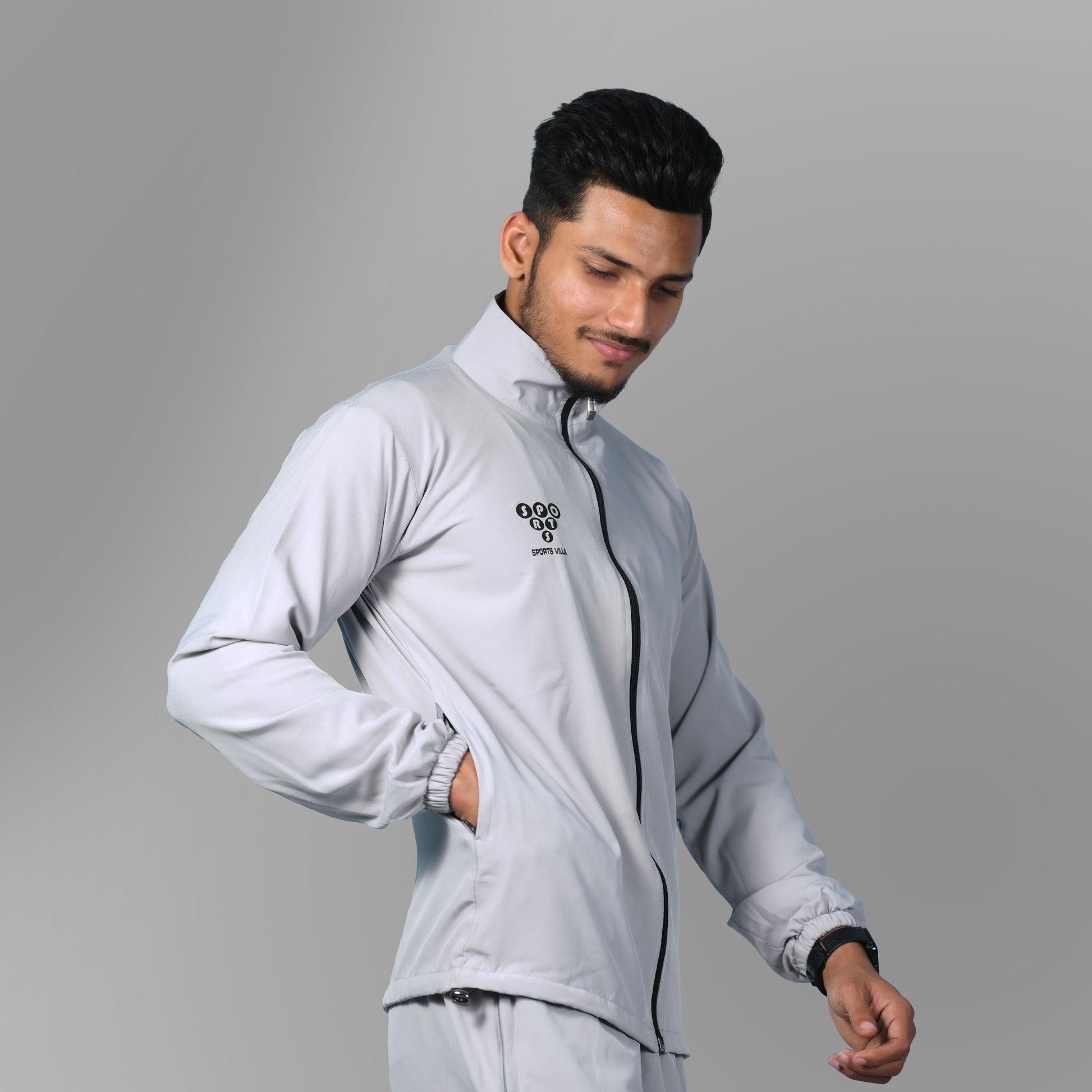 Windcheater Jacket for Men - Light Grey - SPORTS VILLA