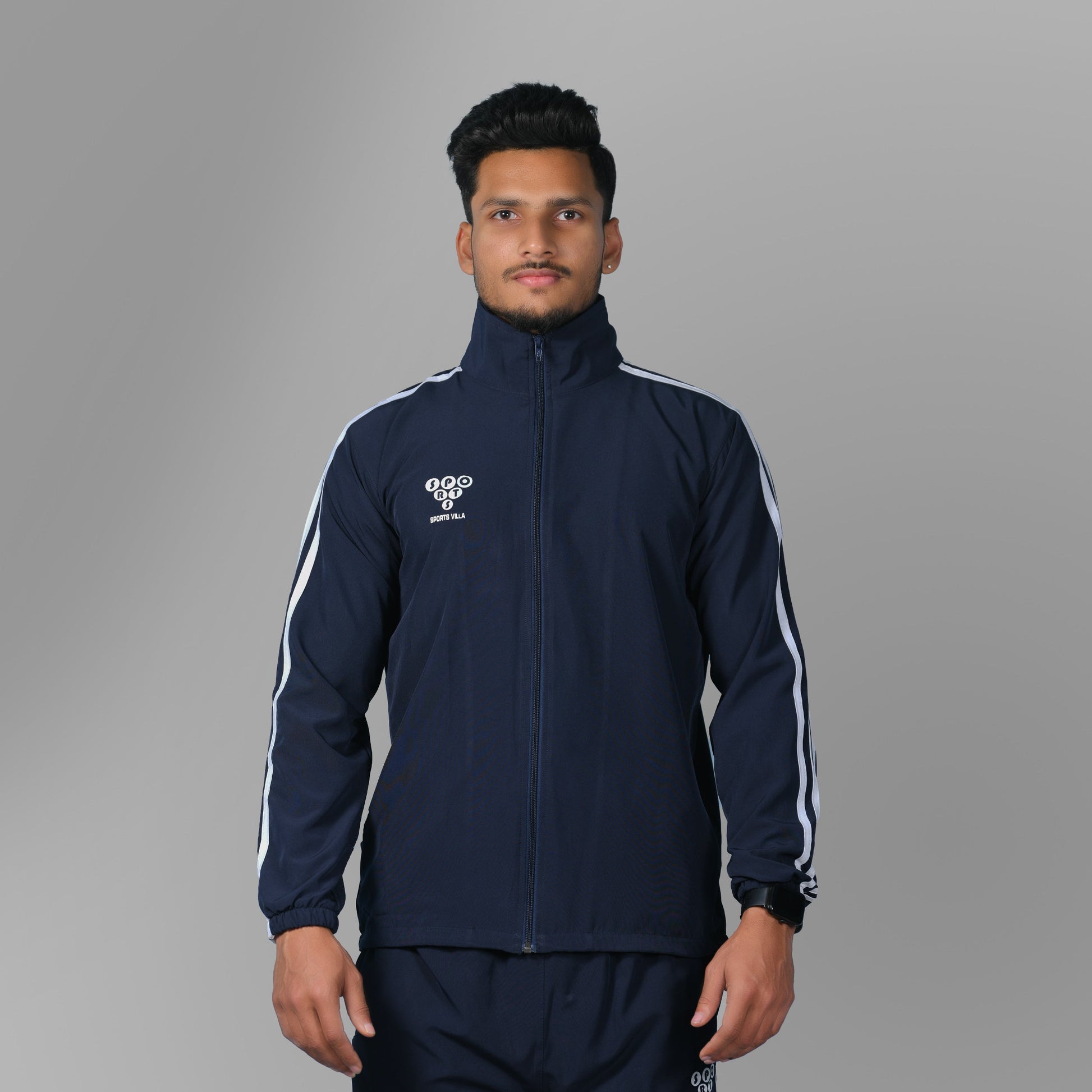 Windcheater Jacket for Men - Striped Navy Blue - SPORTS VILLA