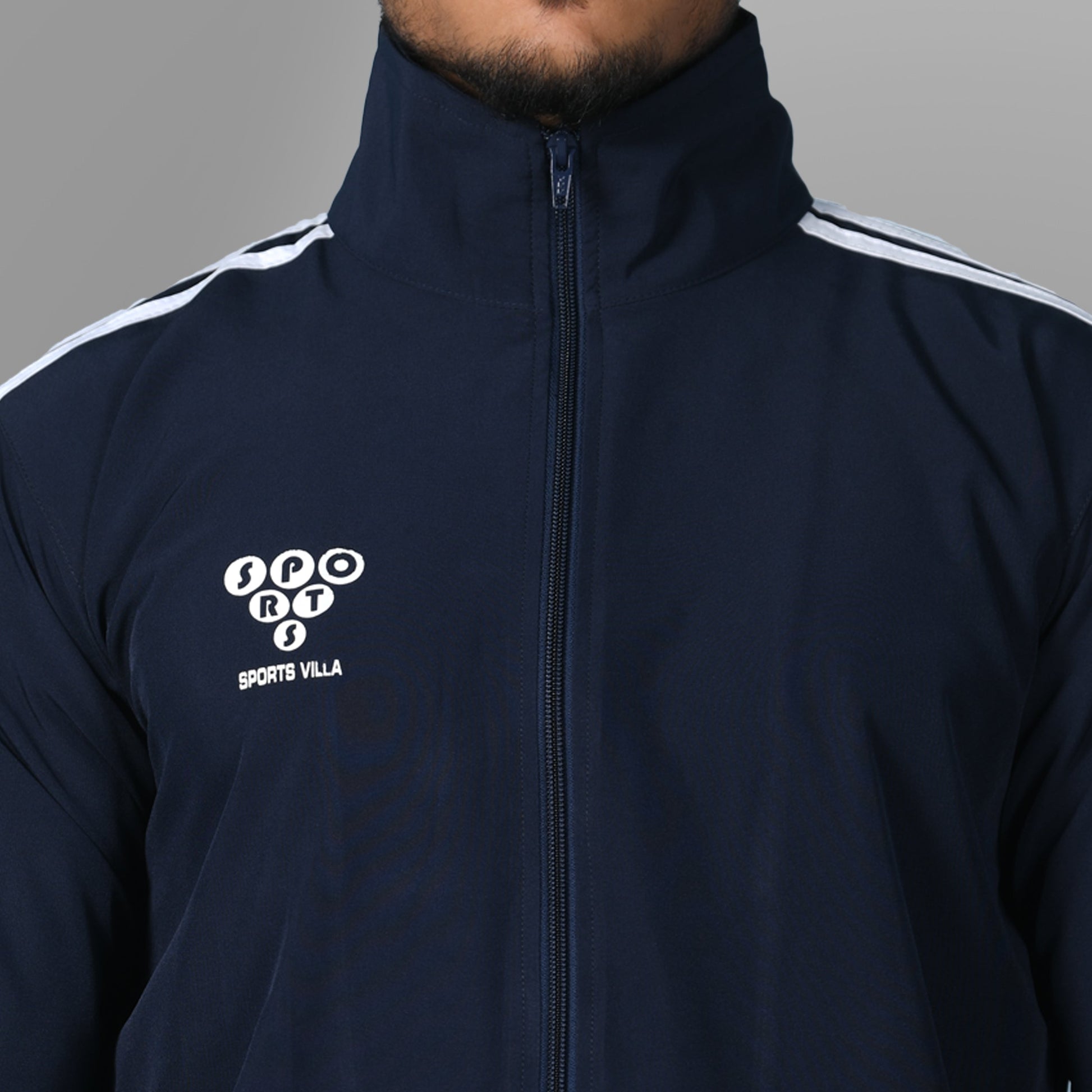 Windcheater Jacket for Men - Striped Navy Blue - SPORTS VILLA