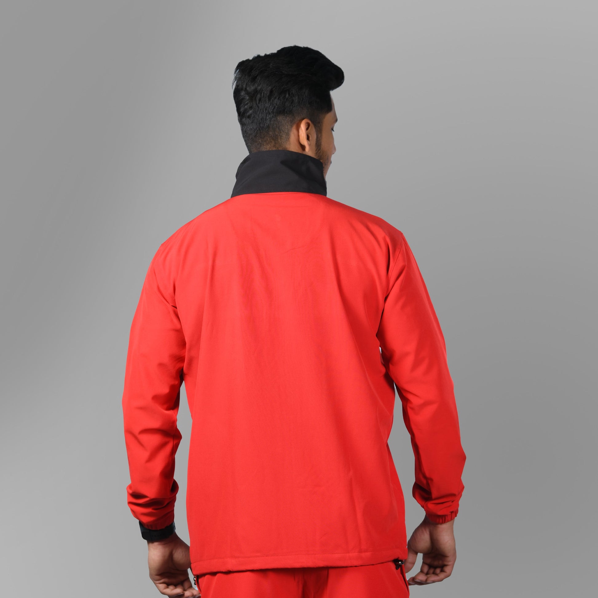 Windcheater Jacket for Men - Red Black Blocks - SPORTS VILLA