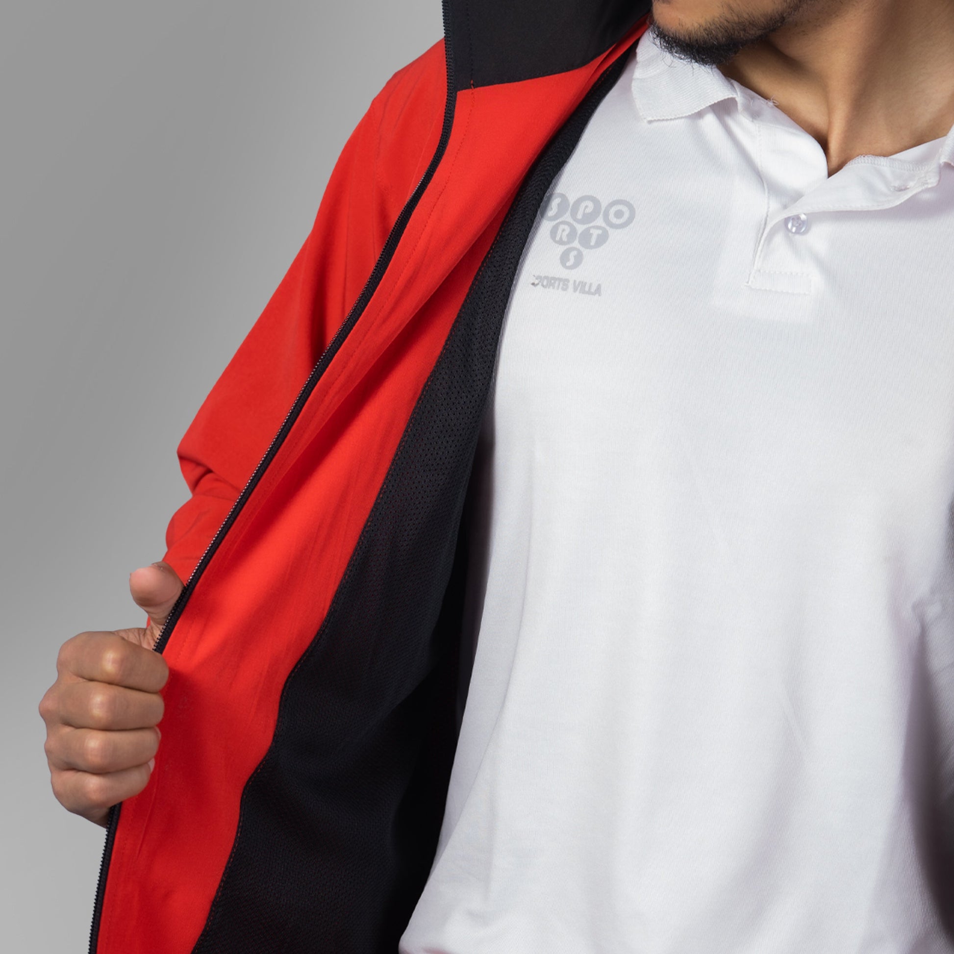Windcheater Jacket for Men - Red Black Blocks - SPORTS VILLA