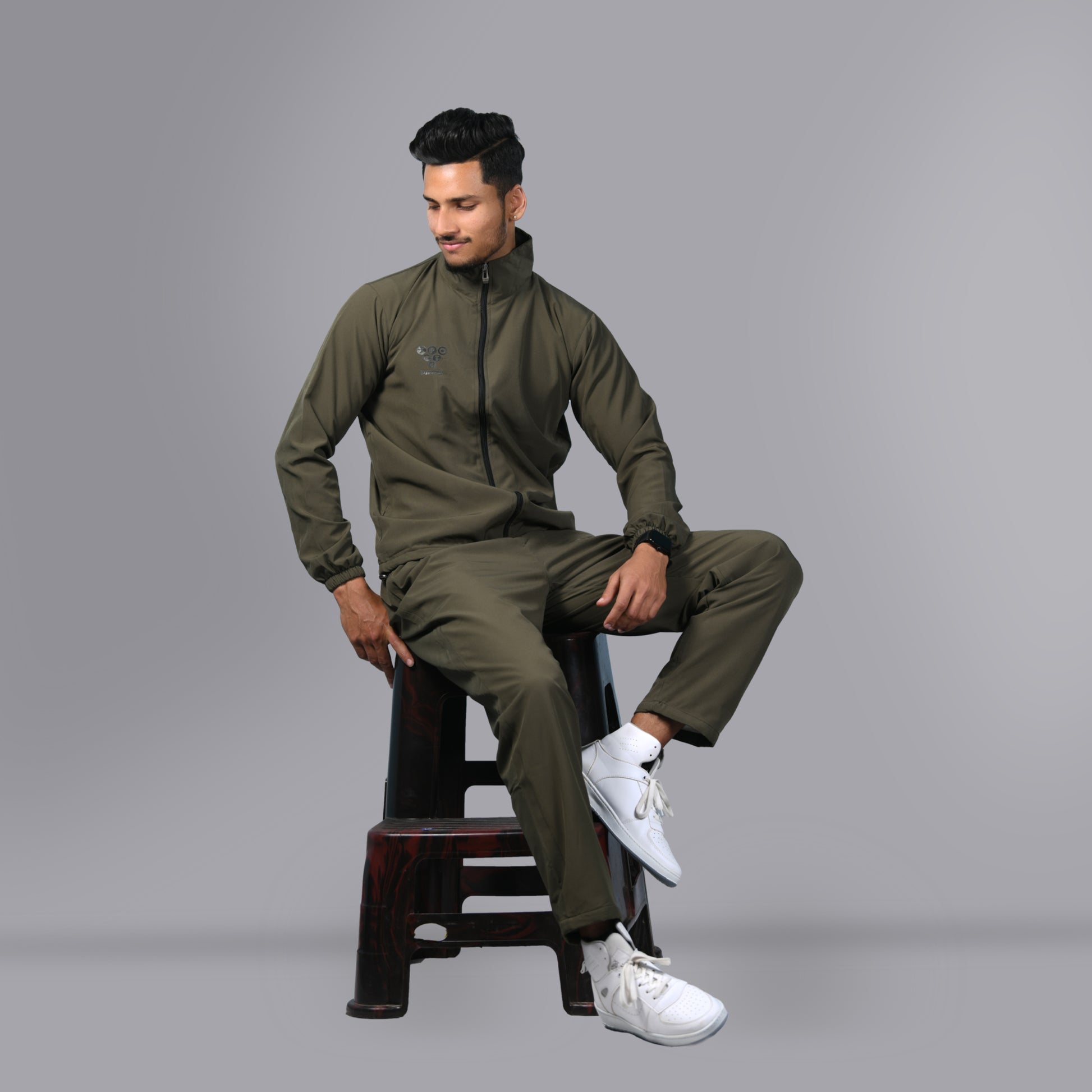 Mesh Windcheater Tracksuit (Army Green) - SPORTS VILLA
