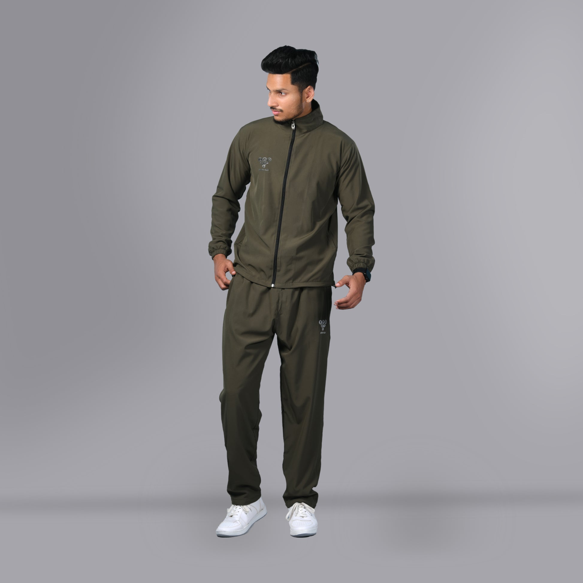 Mesh Windcheater Tracksuit (Army Green) - SPORTS VILLA
