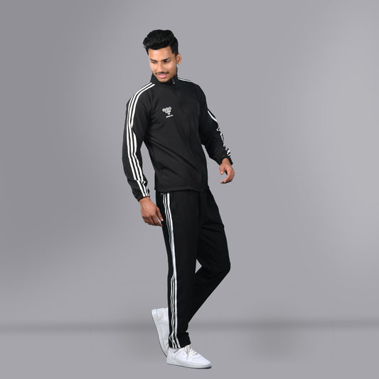 Mesh Windcheater Tracksuit (Striped Black) - SPORTS VILLA