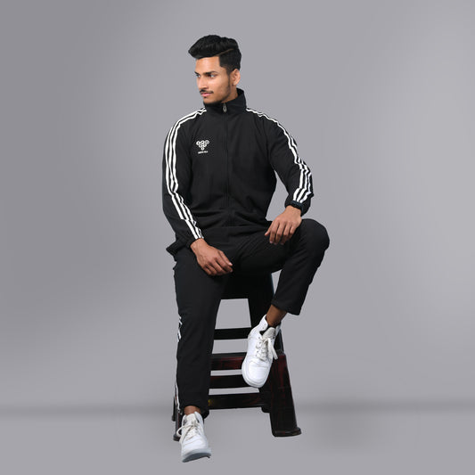 Mesh Windcheater Tracksuit (Striped Black) - SPORTS VILLA