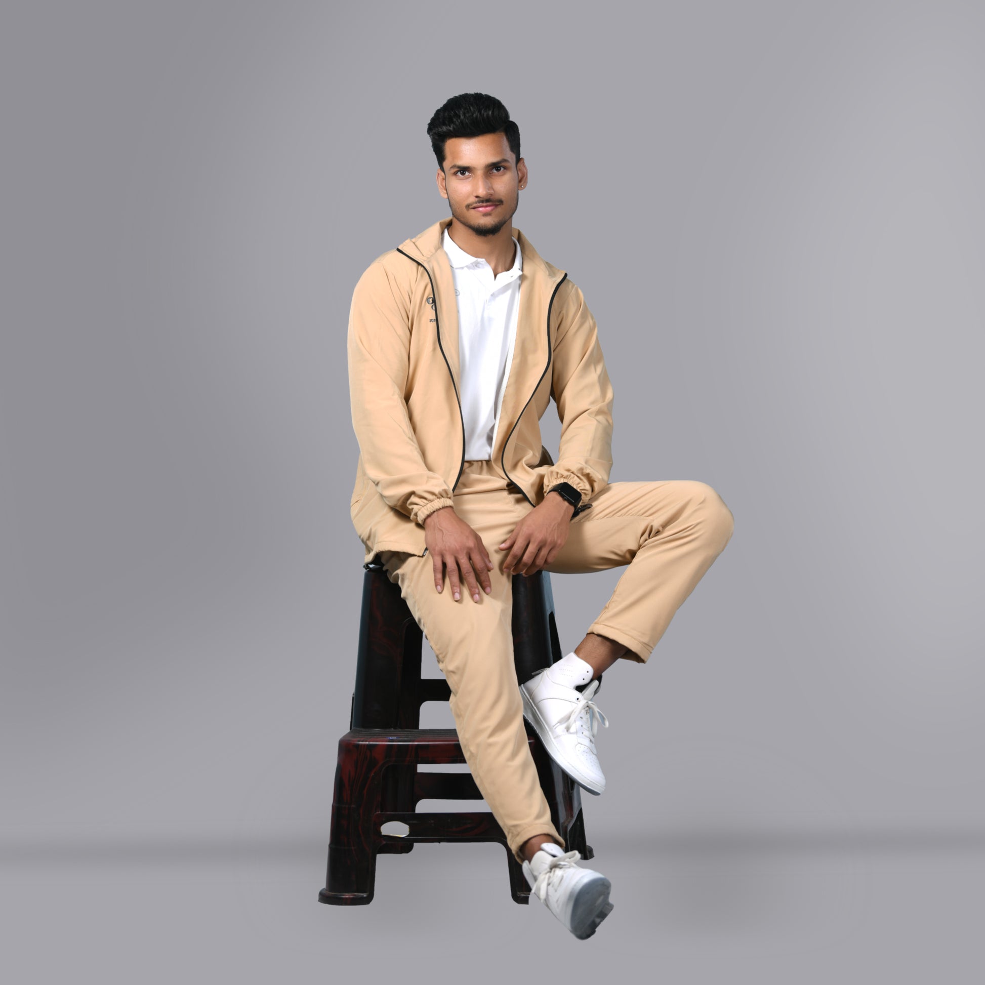 Mesh Windcheater Tracksuit (Camel) - SPORTS VILLA