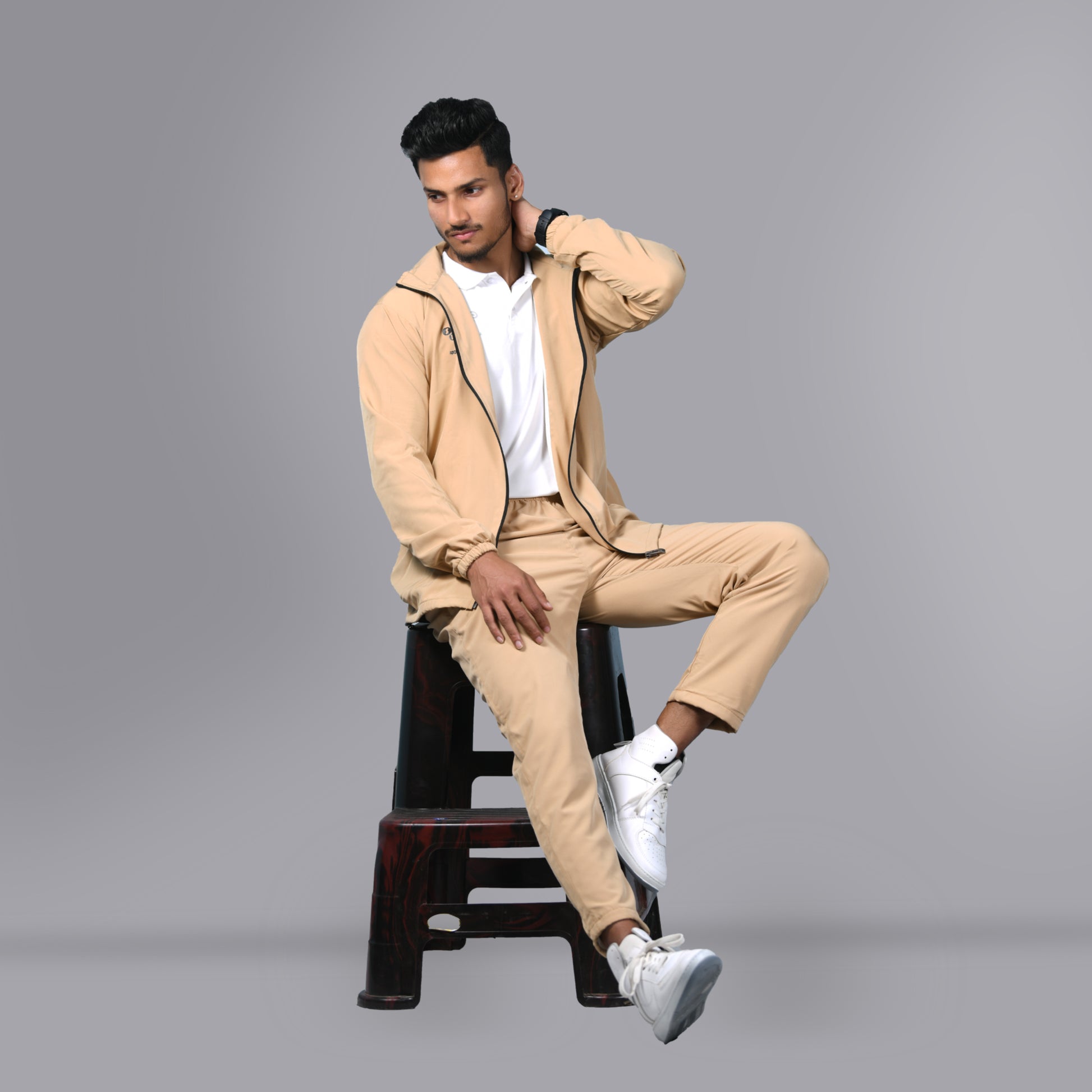 Mesh Windcheater Tracksuit (Camel) - SPORTS VILLA