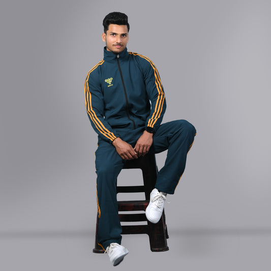Mesh Windcheater Tracksuit (Striped Midnight Green) - SPORTS VILLA