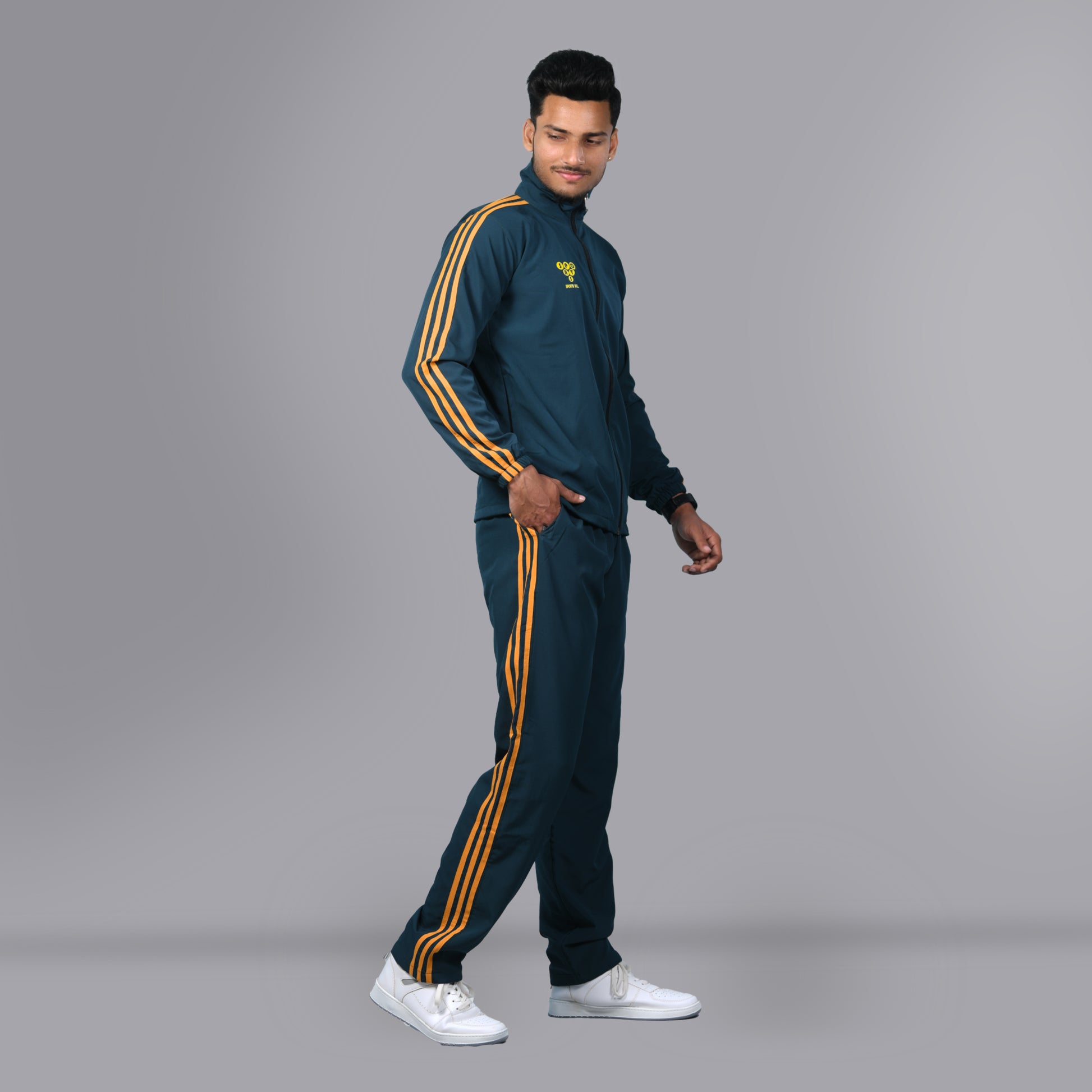 Mesh Windcheater Tracksuit (Striped Midnight Green) - SPORTS VILLA