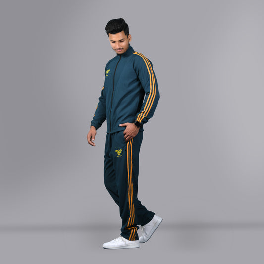 Mesh Windcheater Tracksuit (Striped Midnight Green) - SPORTS VILLA