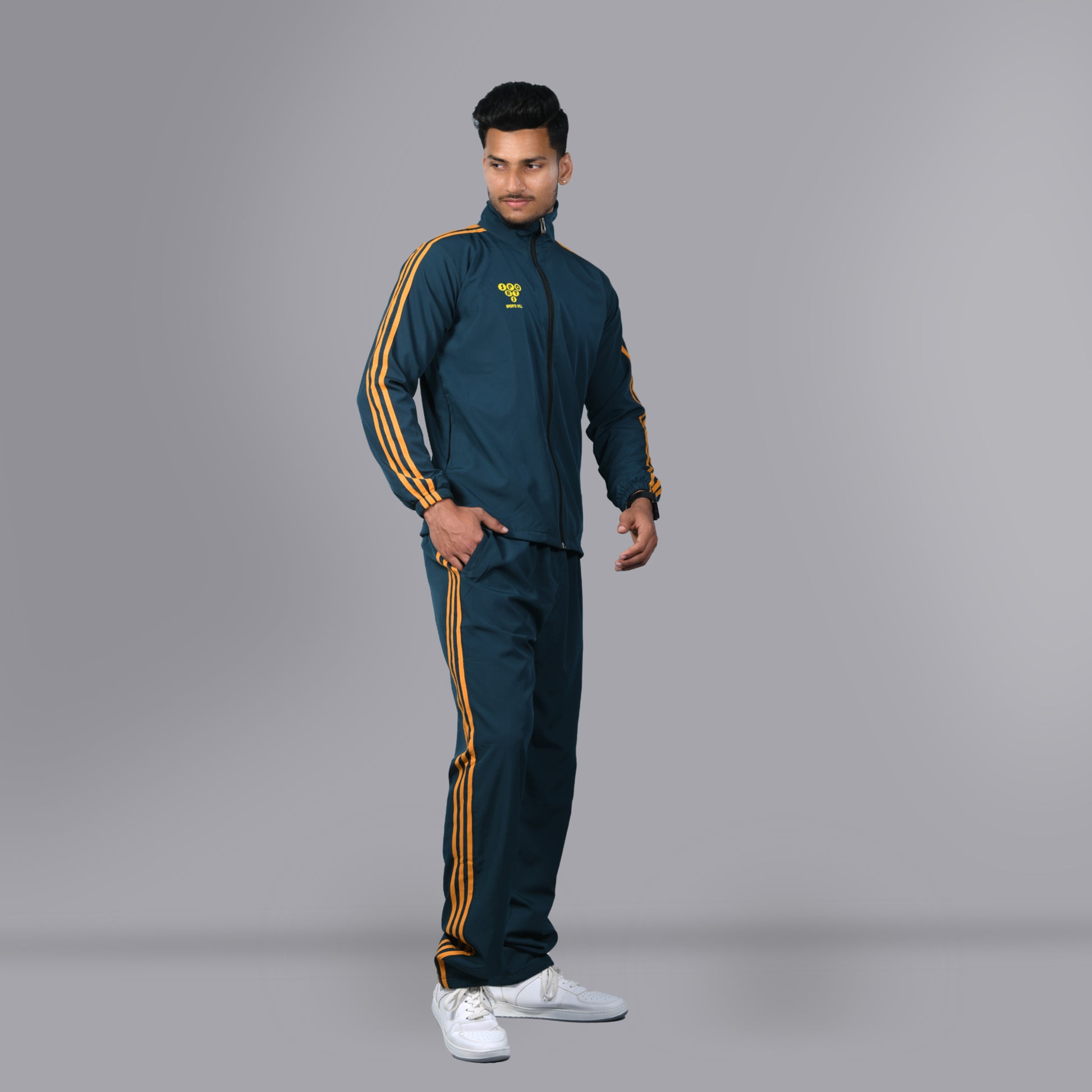 Mesh Windcheater Tracksuit (Striped Midnight Green) - SPORTS VILLA