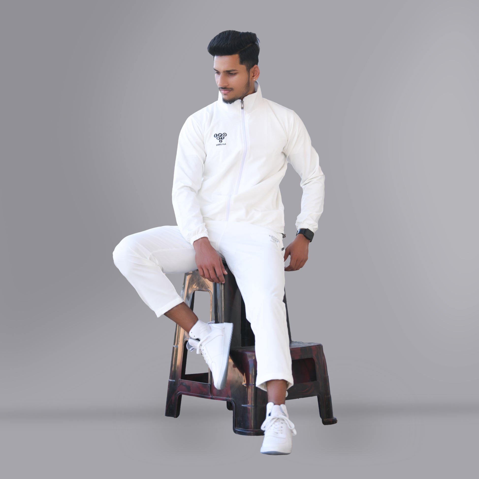 Mesh Windcheater Tracksuit (Off White) - SPORTS VILLA