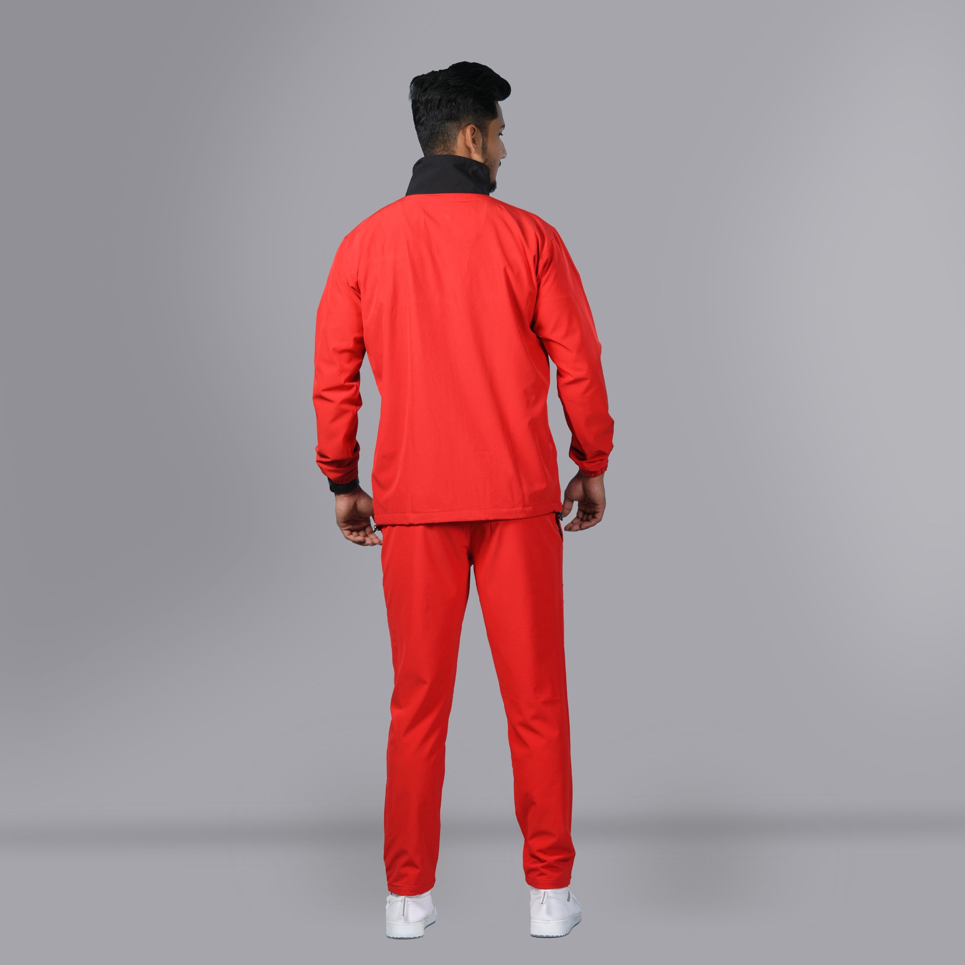 Mesh Windcheater Tracksuit (Patched Red) - SPORTS VILLA
