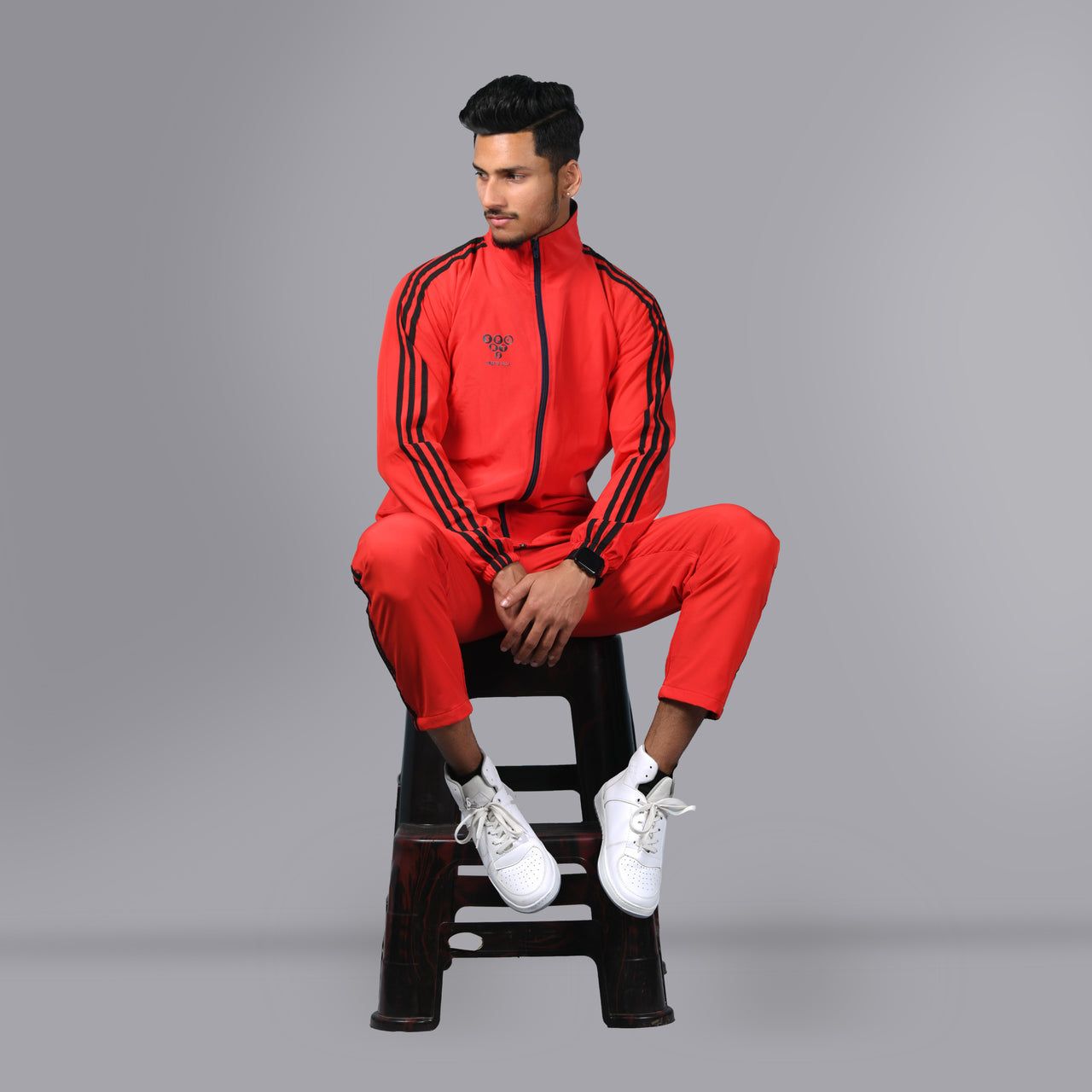 Mesh Windcheater Tracksuit (Striped Red) - SPORTS VILLA