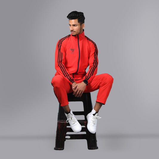 Mesh Windcheater Tracksuit (Striped Red) - SPORTS VILLA