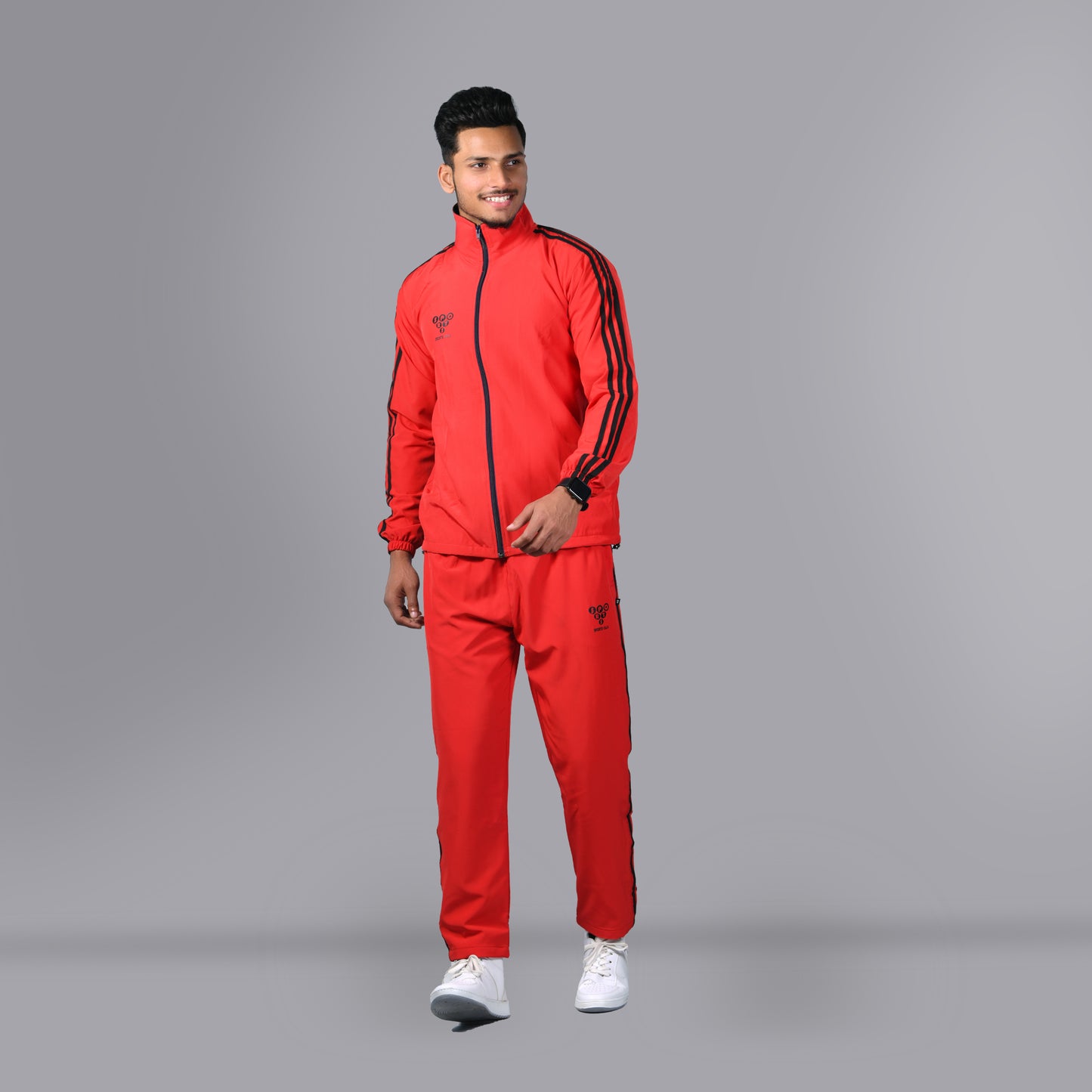 Mesh Windcheater Tracksuit (Striped Red) - SPORTS VILLA