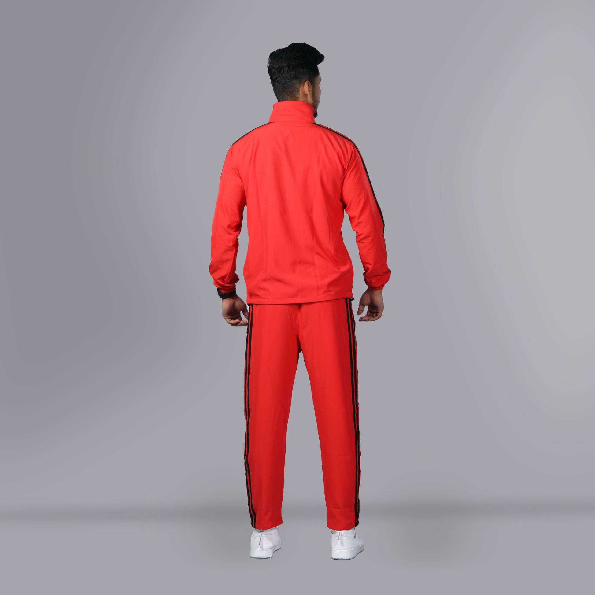 Mesh Windcheater Tracksuit (Striped Red) - SPORTS VILLA