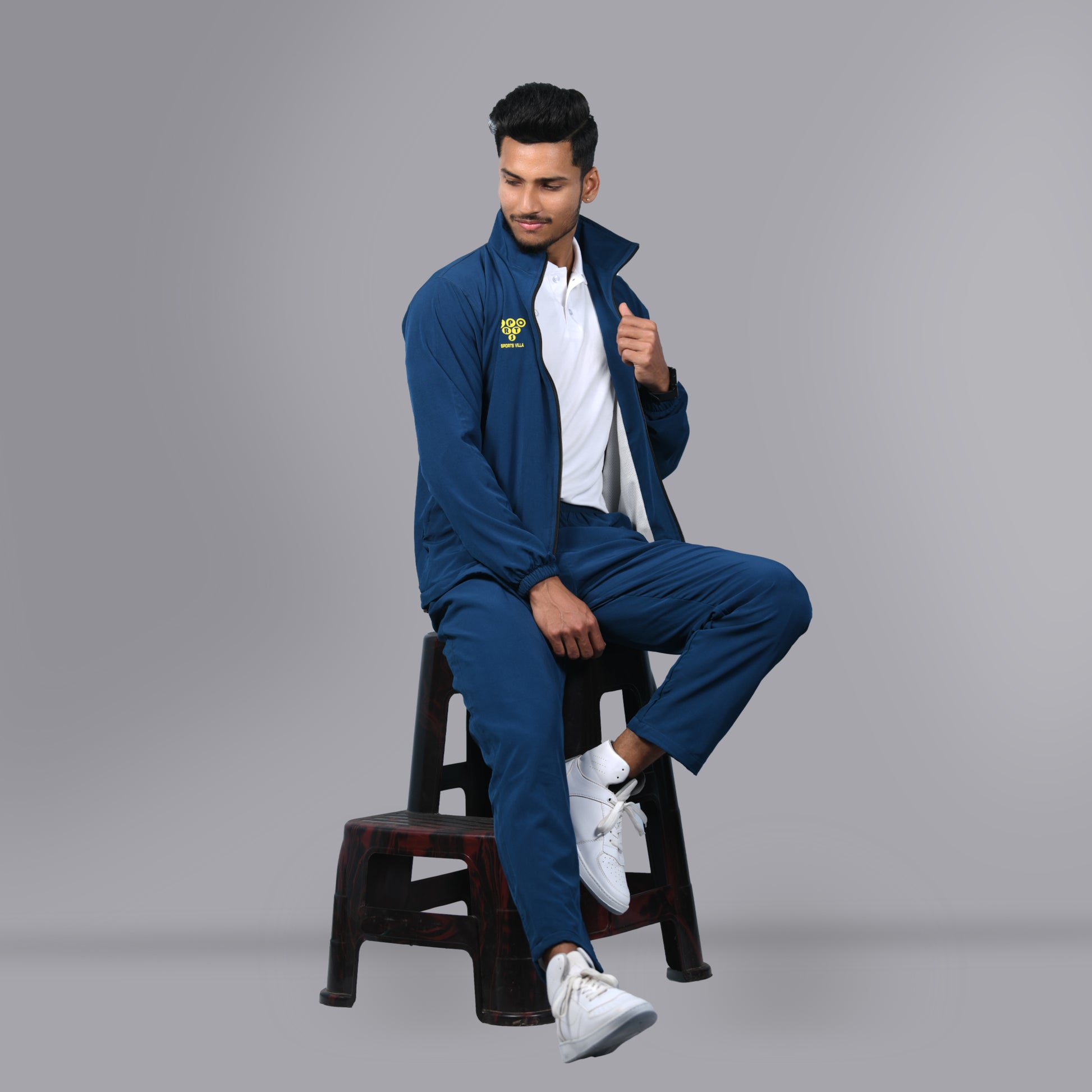 Mesh Windcheater Tracksuit (Cobalt Blue) - SPORTS VILLA