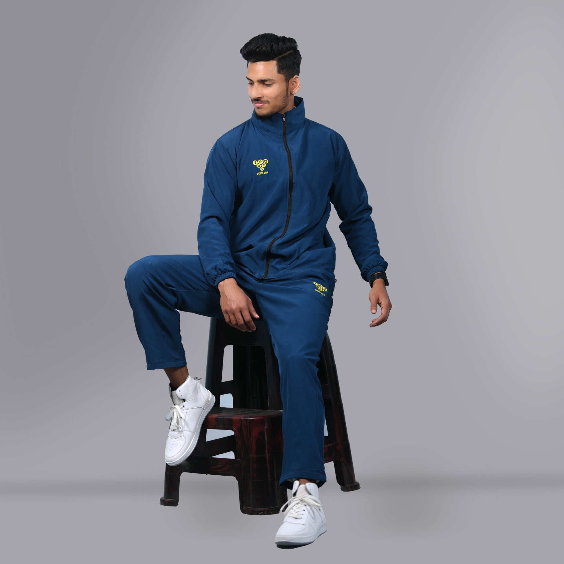 Mesh Windcheater Tracksuit (Cobalt Blue) - SPORTS VILLA