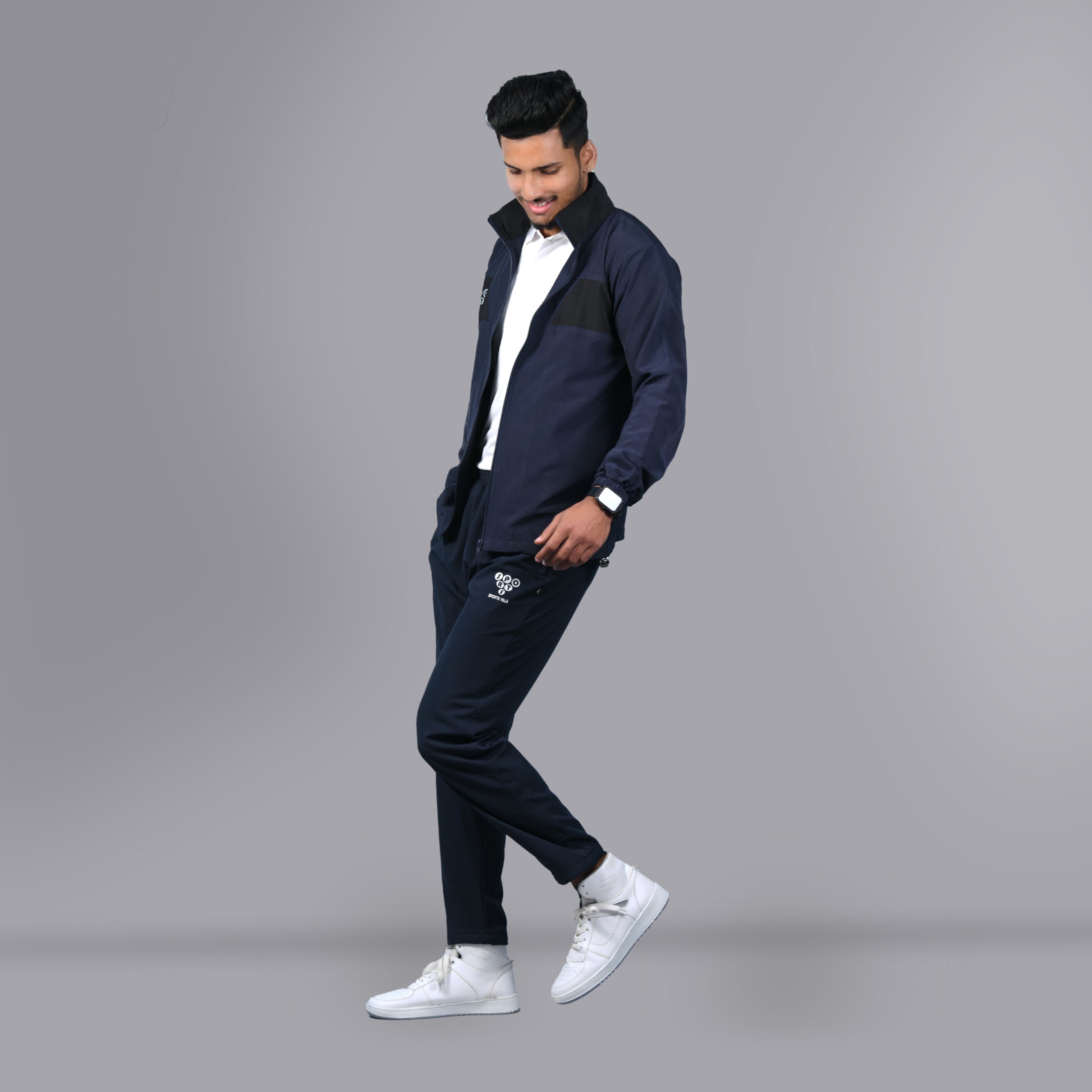 Mesh Windcheater Tracksuit (Navy Blue) - SPORTS VILLA