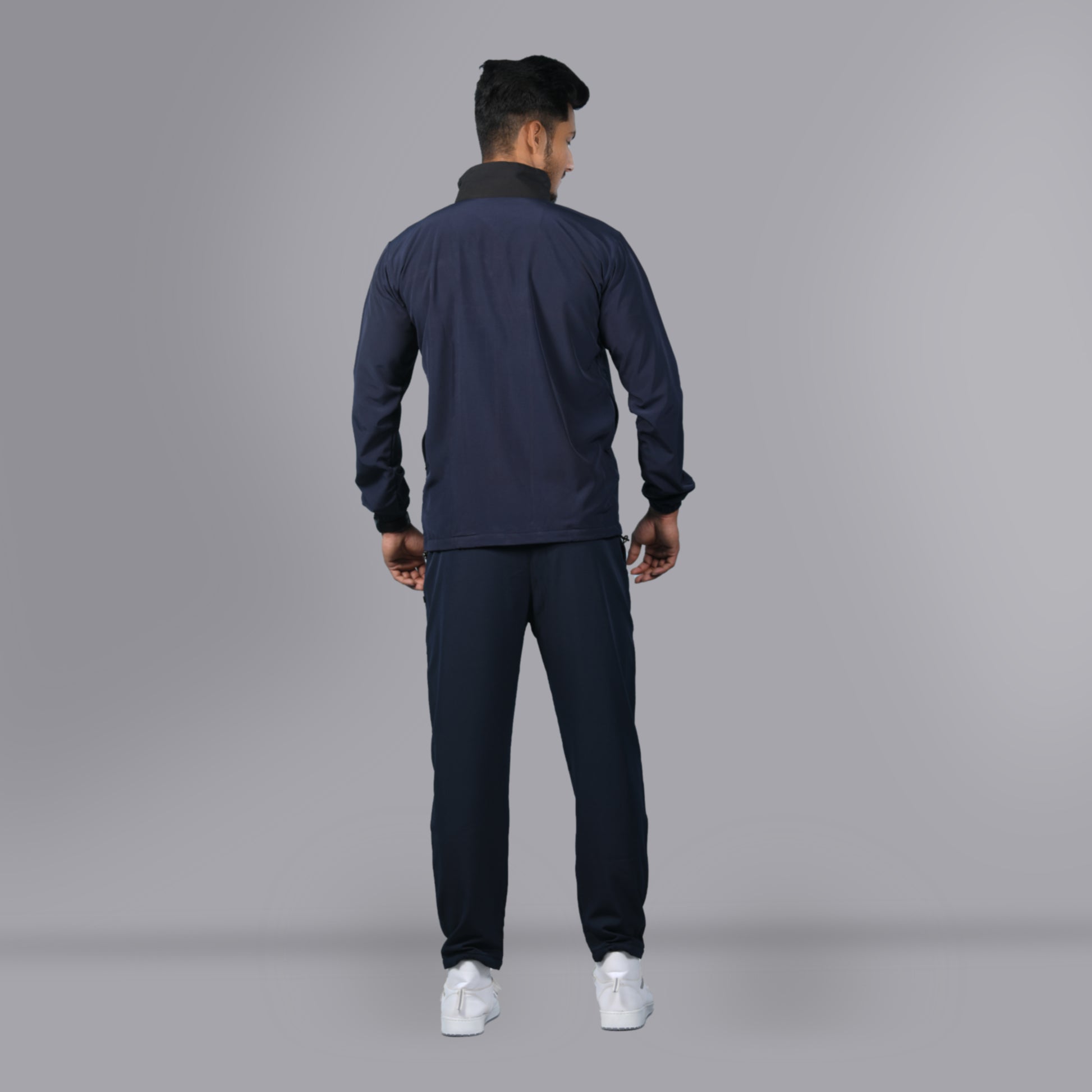 Mesh Windcheater Tracksuit (Navy Blue) - SPORTS VILLA
