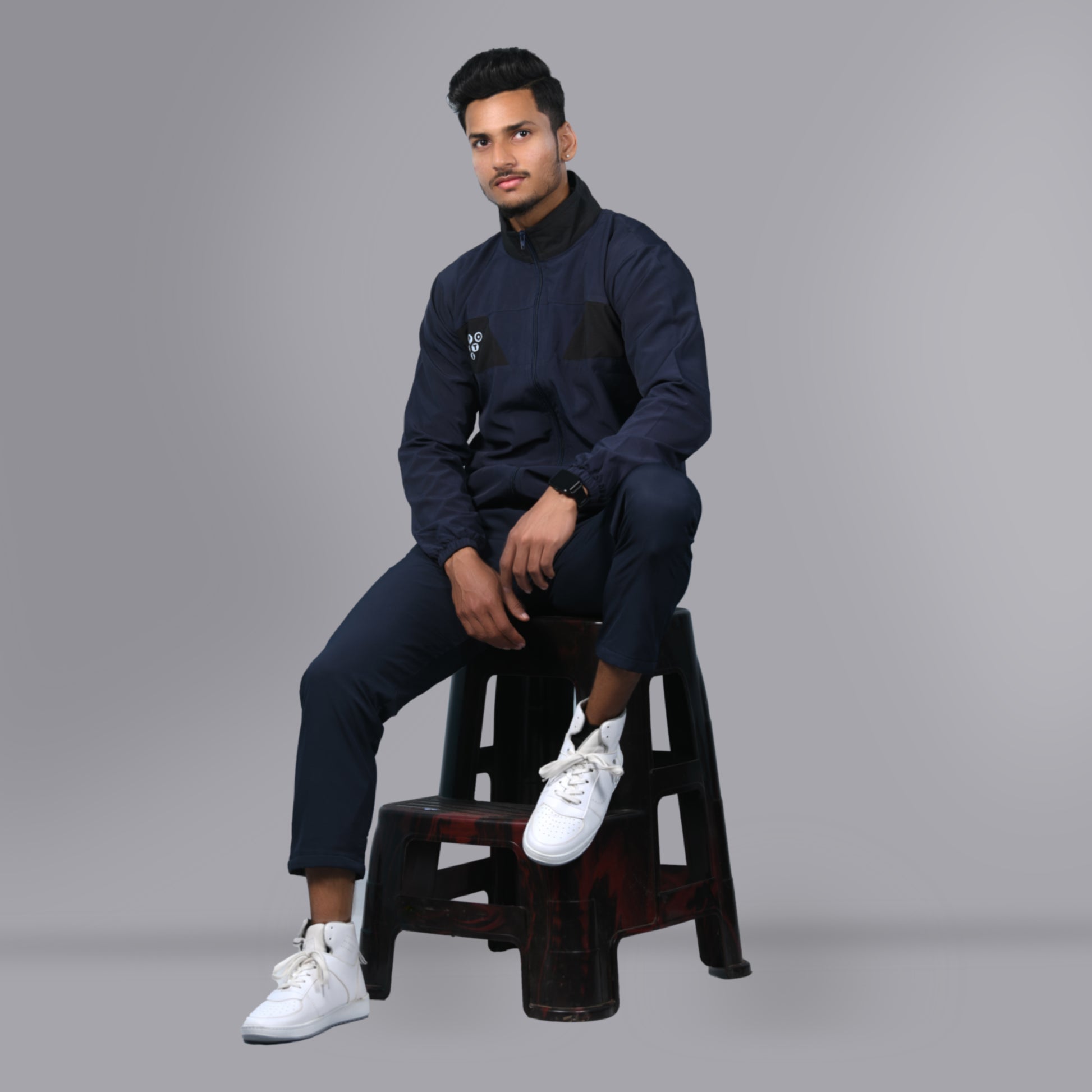 Mesh Windcheater Tracksuit (Navy Blue) - SPORTS VILLA