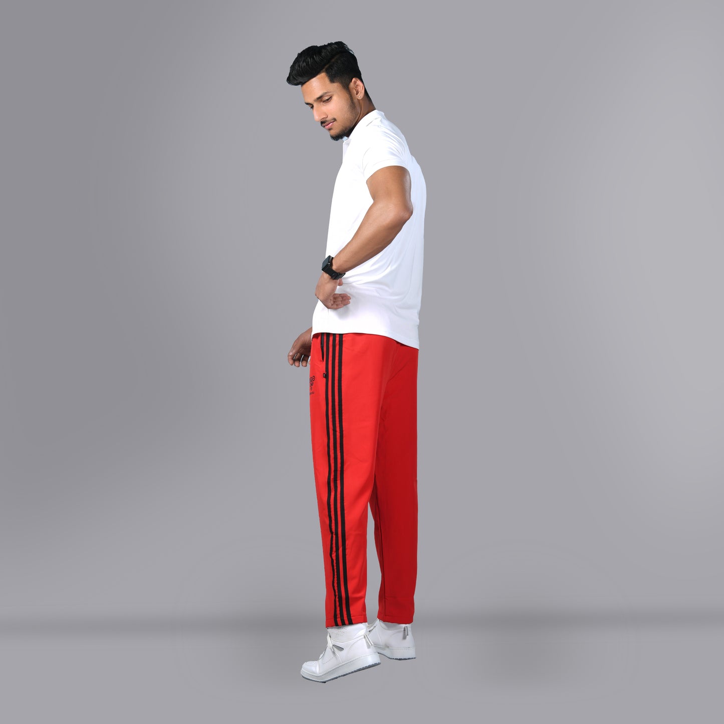 Mesh Windcheater Trouser (Striped Red) - SPORTS VILLA