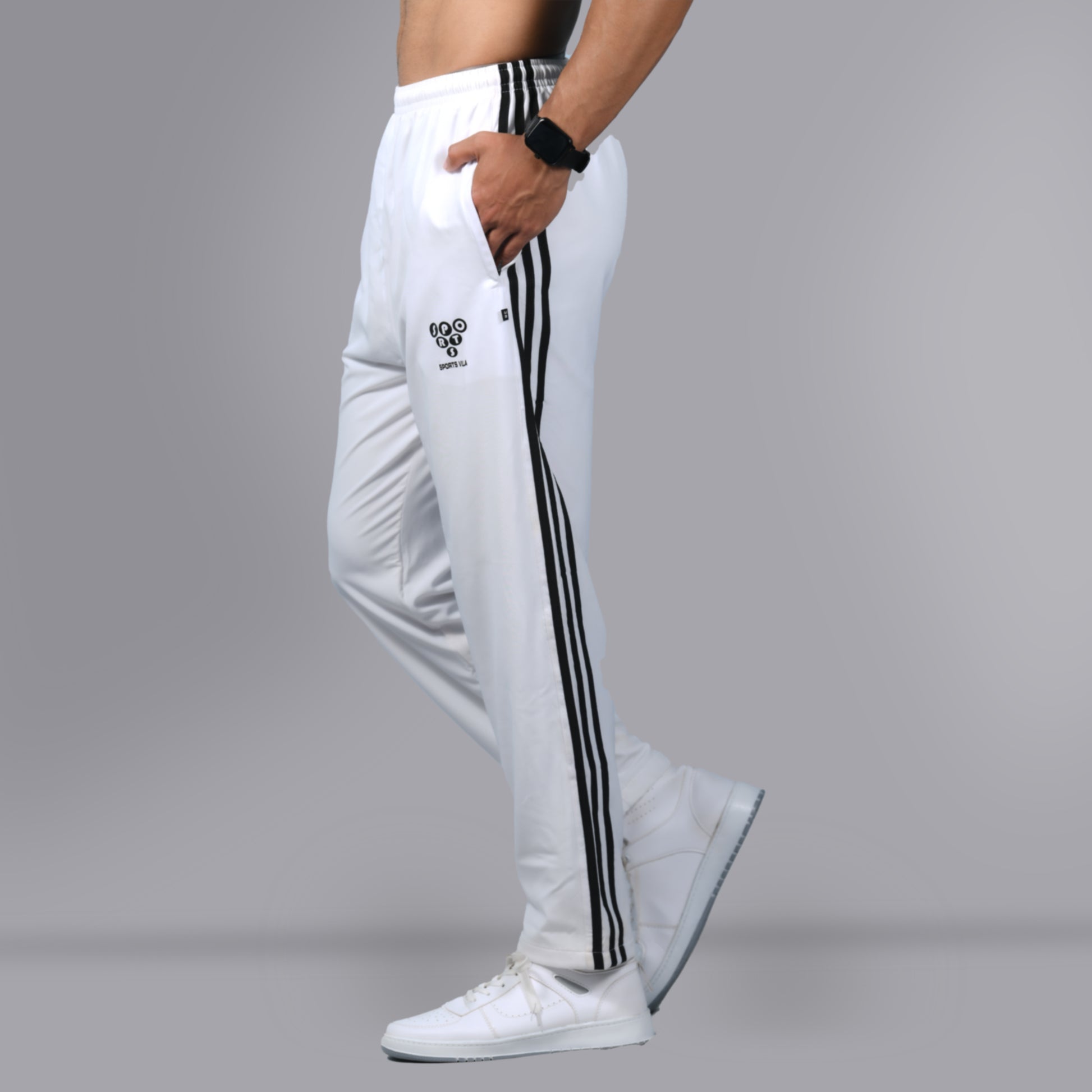 Mesh Windcheater Trouser (Striped White) - SPORTS VILLA