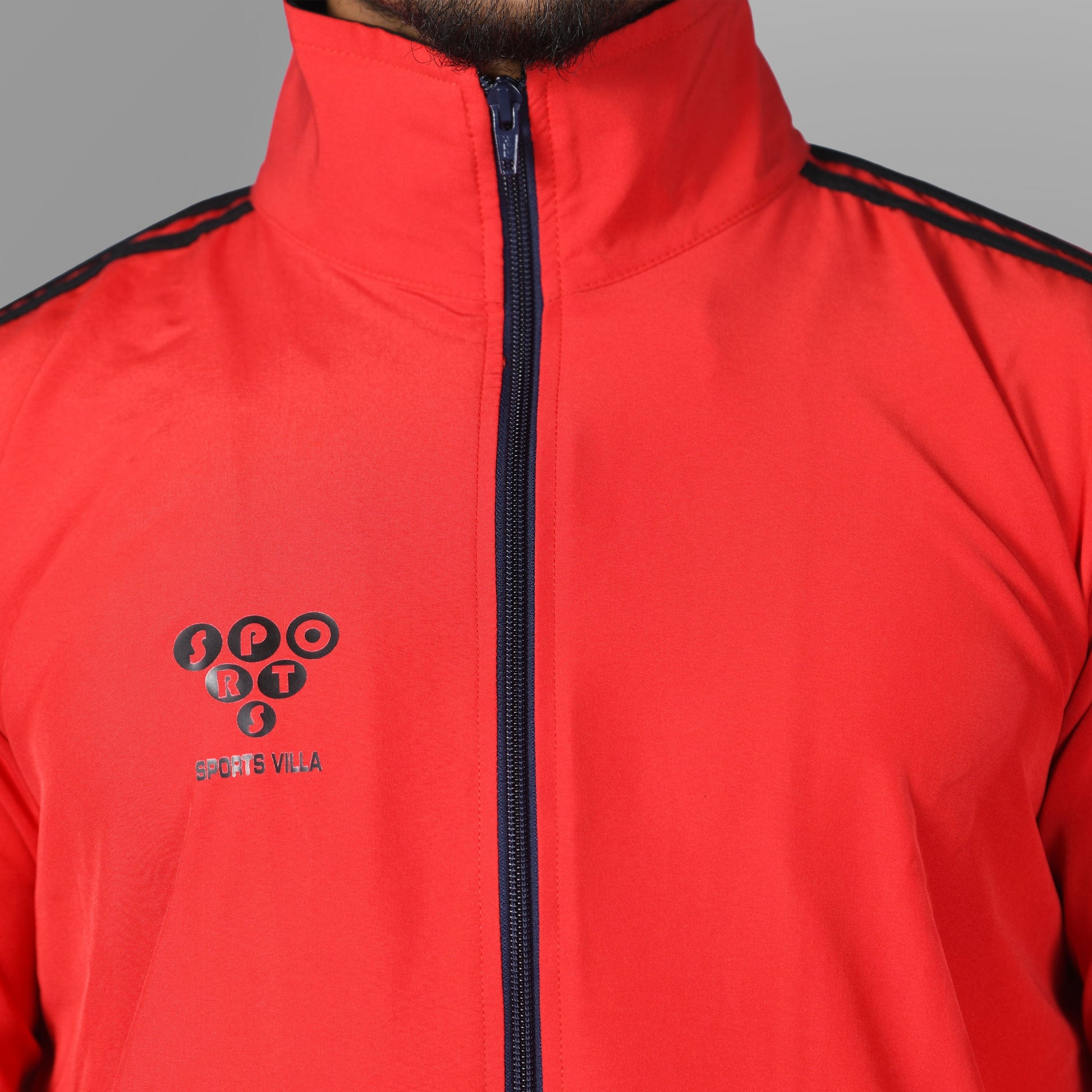 Windcheater Jacket for Men - Striped Red - SPORTS VILLA