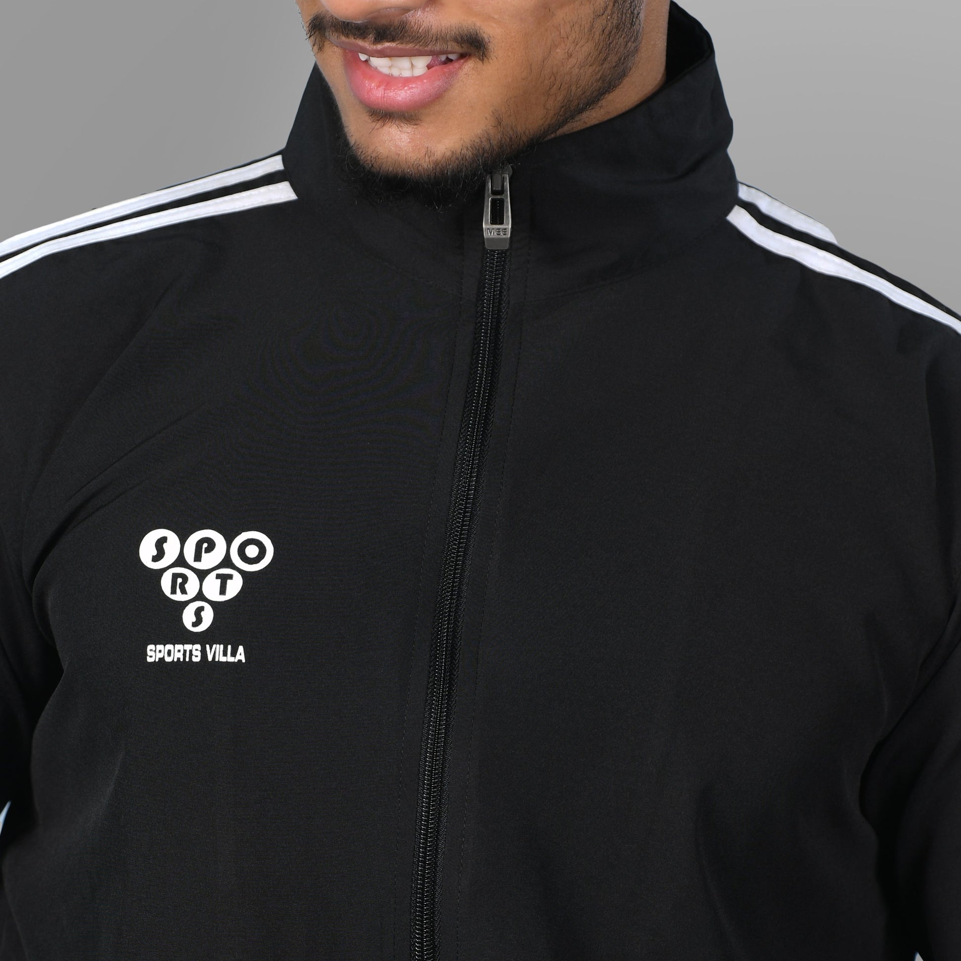 Windcheater Jacket for Men - Striped Black - SPORTS VILLA
