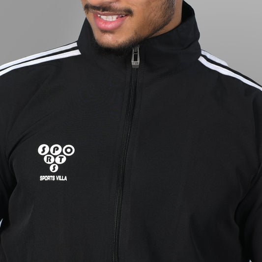 Windcheater Jacket for Men - Striped Black - SPORTS VILLA