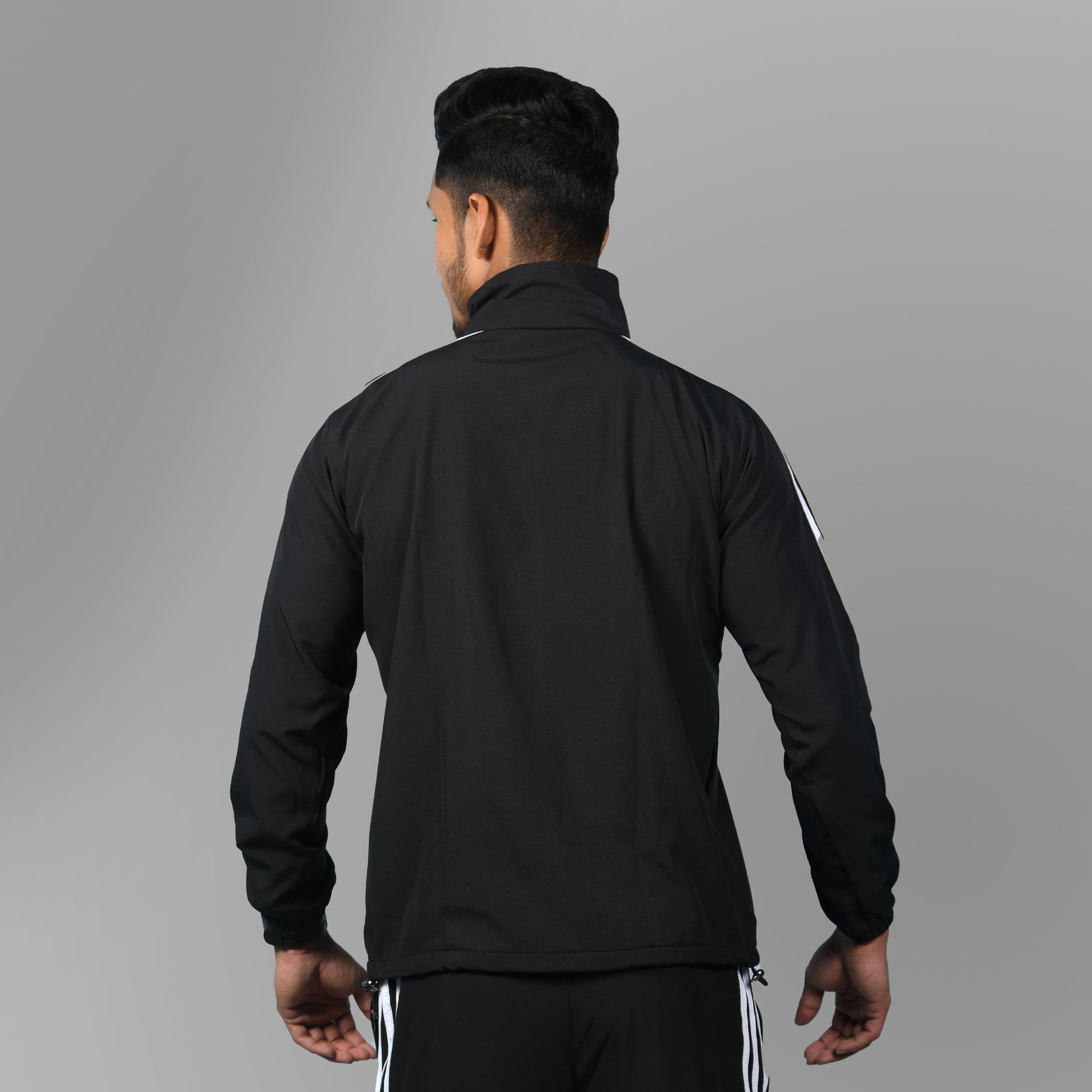 Windcheater Jacket for Men - Striped Black - SPORTS VILLA