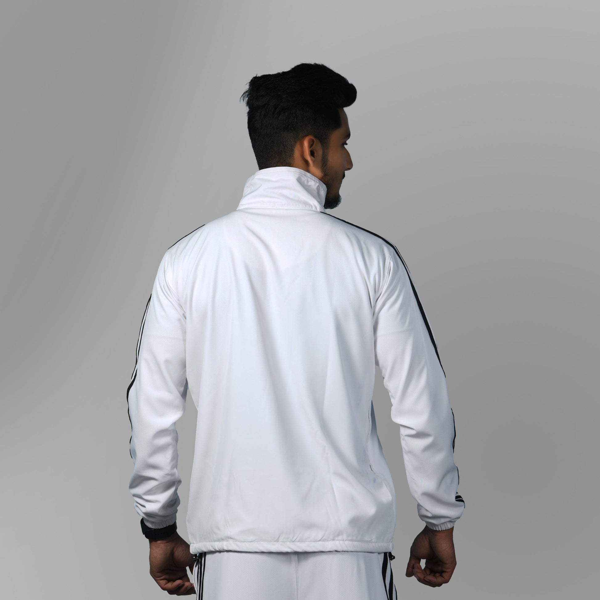 Windcheater Jacket for Men - Striped White - SPORTS VILLA