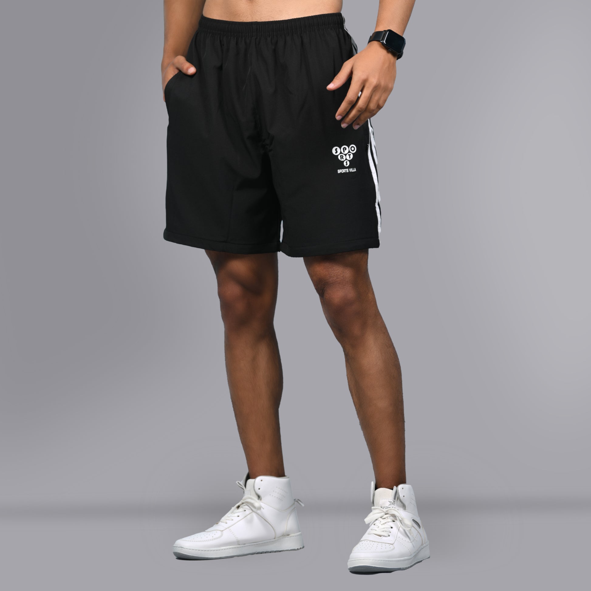 Mesh Shorts (Striped Black) - SPORTS VILLA