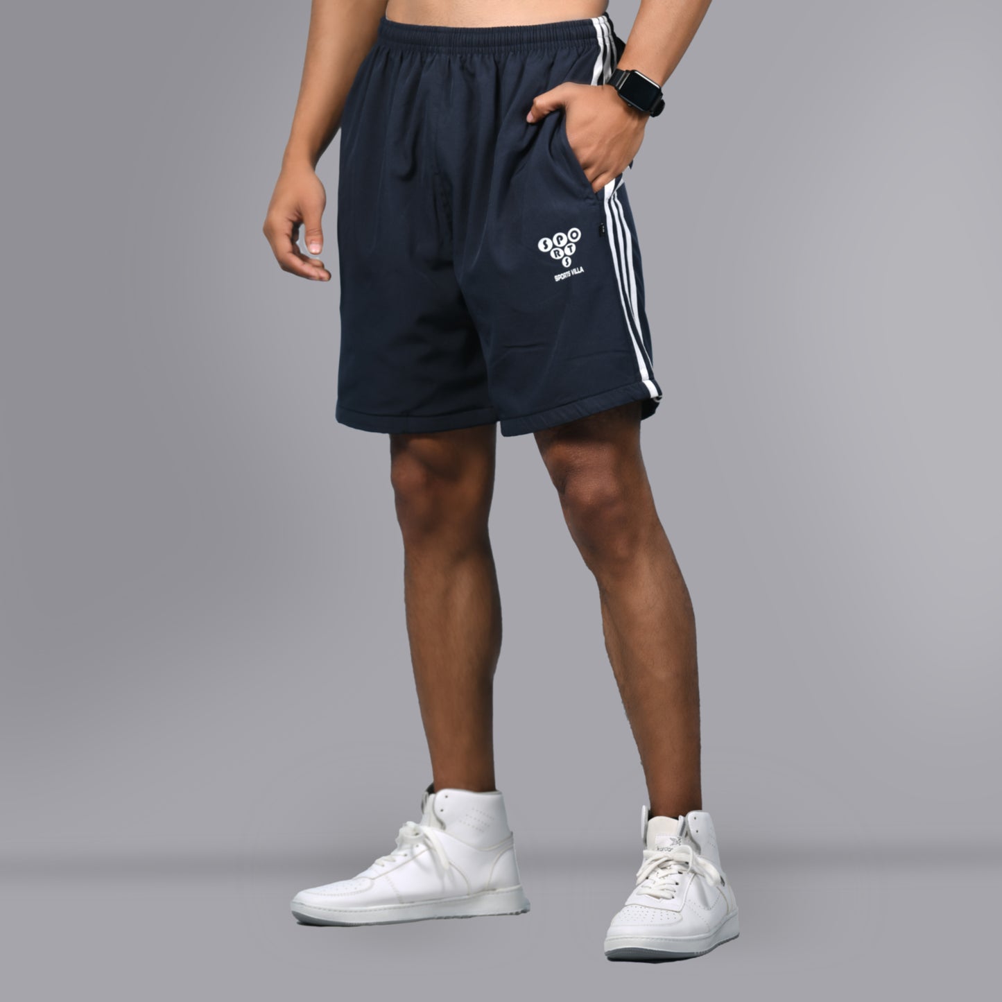 Mesh Shorts (Striped Navy Blue) - SPORTS VILLA