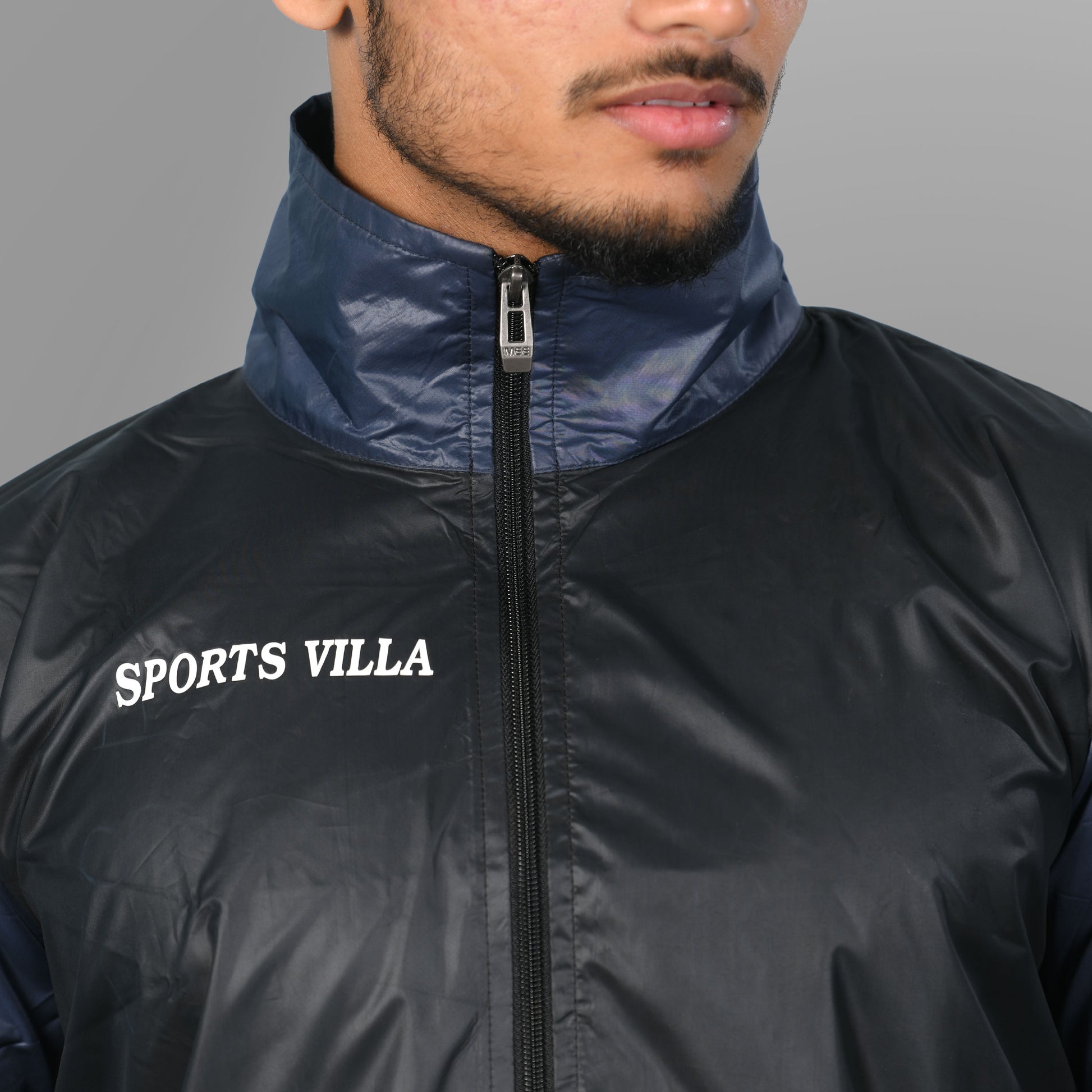 Rain Mesh Jacket (Black with Navy Blue) - SPORTS VILLA