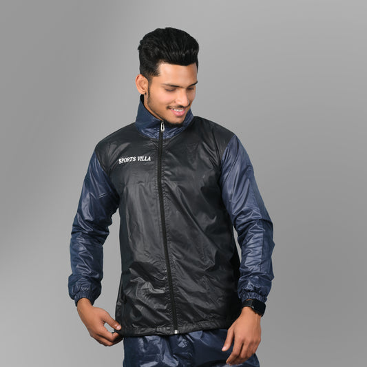Rain Mesh Jacket (Black with Navy Blue) - SPORTS VILLA