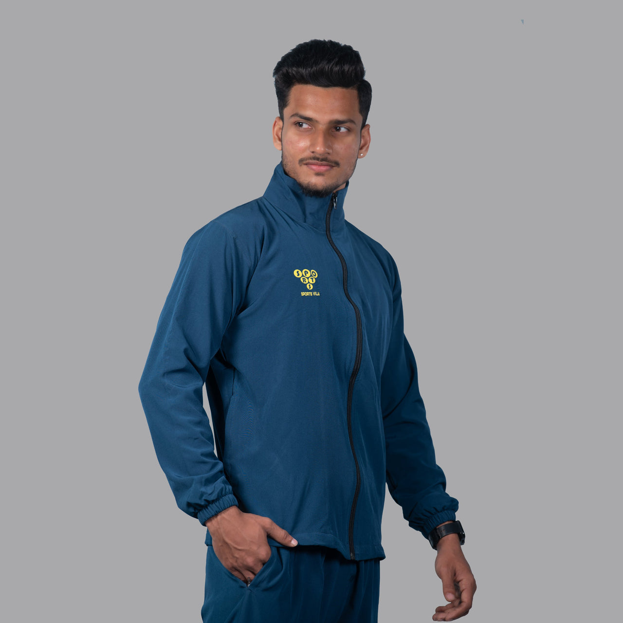 Cobalt Blue Windcheater Jacket for Men by SPORTS VILLA