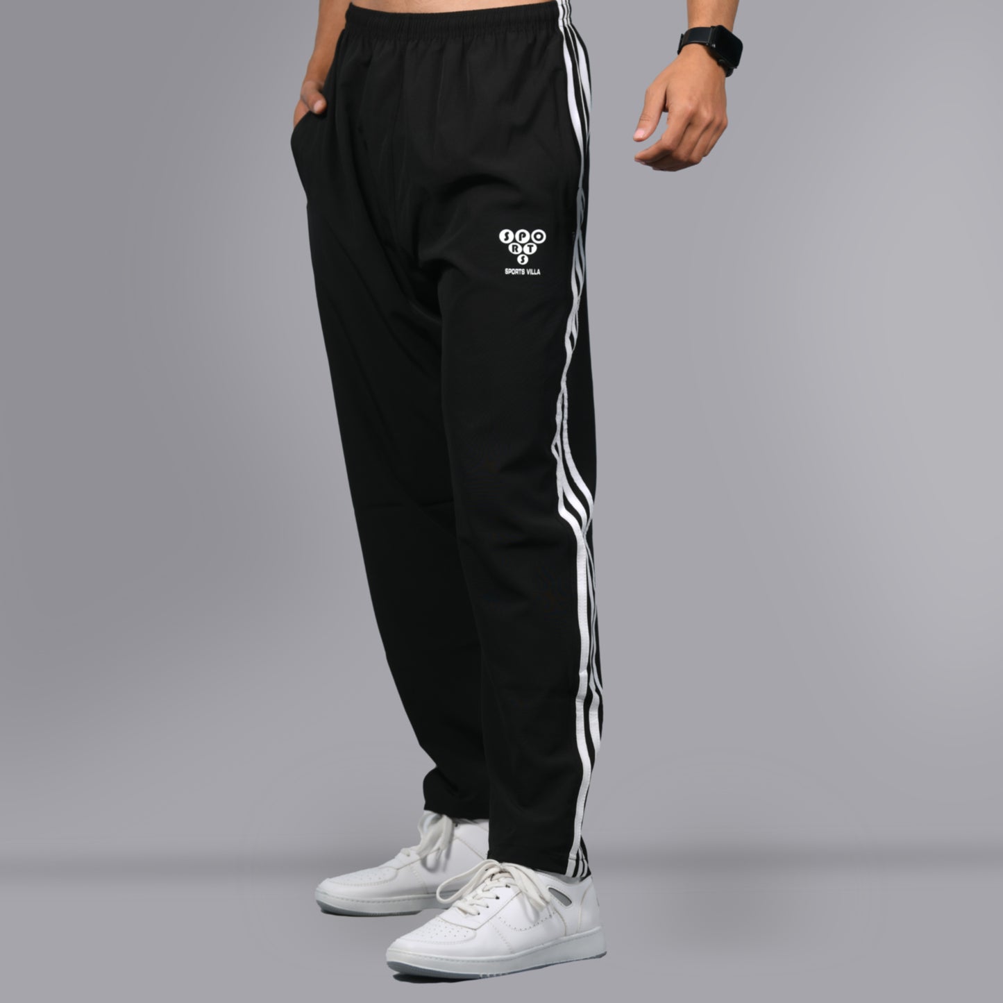 Mesh Windcheater Trouser (Striped Black)