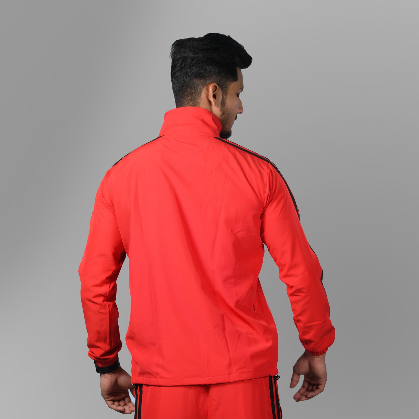 Striped Red Windcheater Jacket for Men by SPORTS VILLA