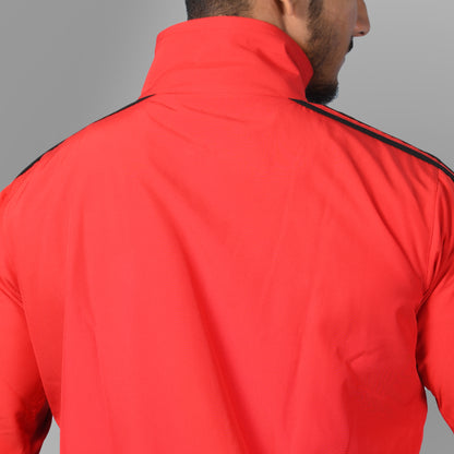 Striped Red Windcheater Jacket for Men by SPORTS VILLA